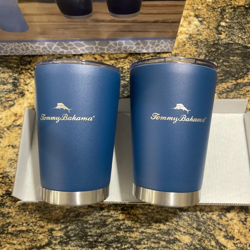 Tommy Bahama 40 oz Tumbler Two 12 oz Cup Stainless Hydration Beverage Set (M)